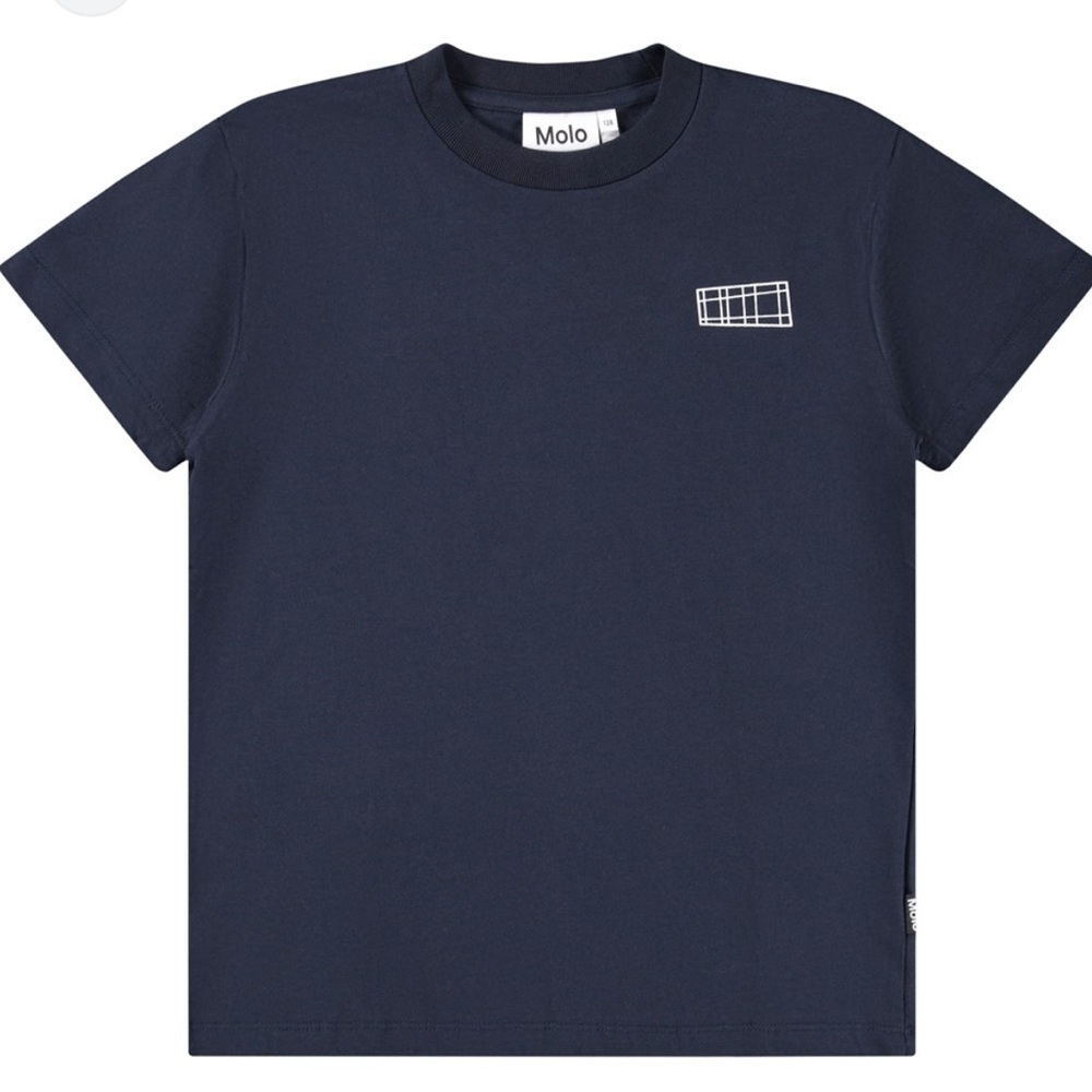 Molo navy blue t shirt unisex organic cotton graphic size 7